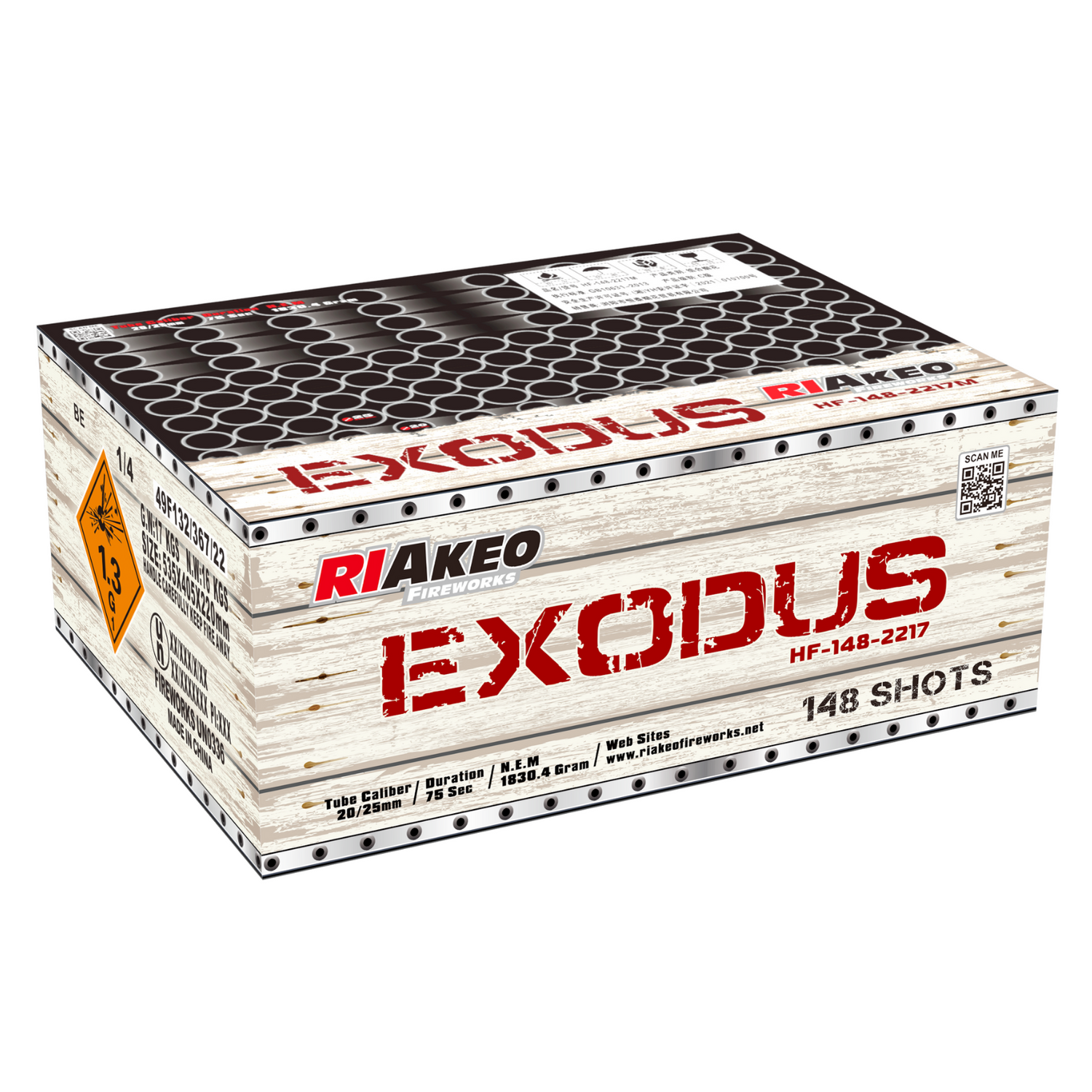 148 lanci dritto e ventaglio tubo 25mm effetto misto di colori - exodus