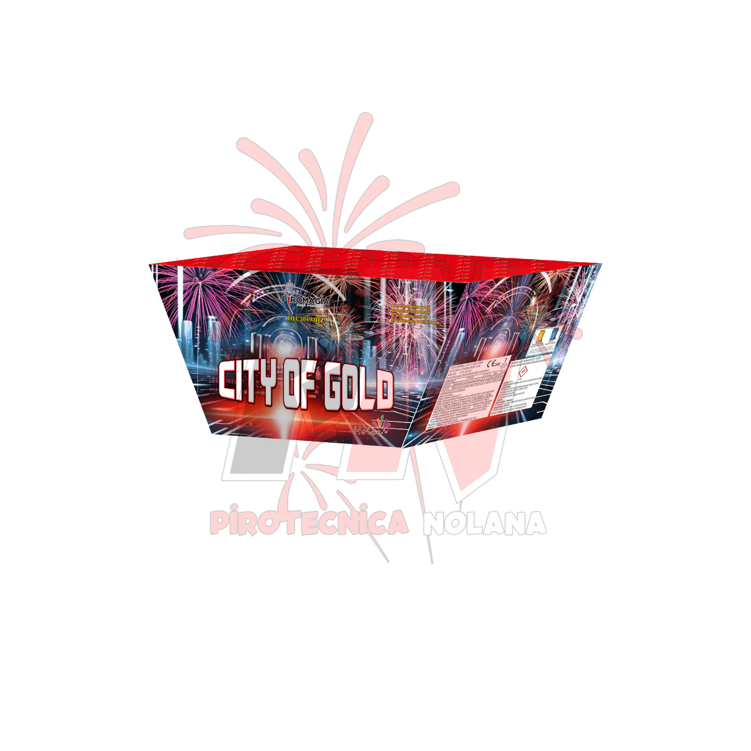 49 lanci ventaglio tubo 30mm sbruffo oro con lucciola rossa, pioggia oro con punte rosse / sbruffo oro con lucciola bianca, pioggia oro - city of gold