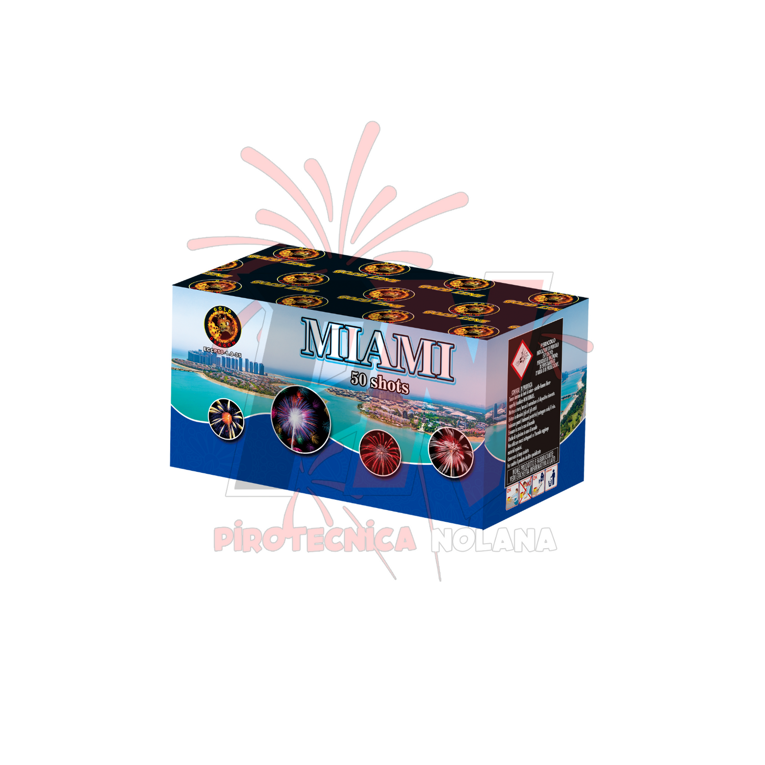 50 lanci dritto tubo 25mm sbruffo oro / pioggia oro con punte colorate e crakling - miami