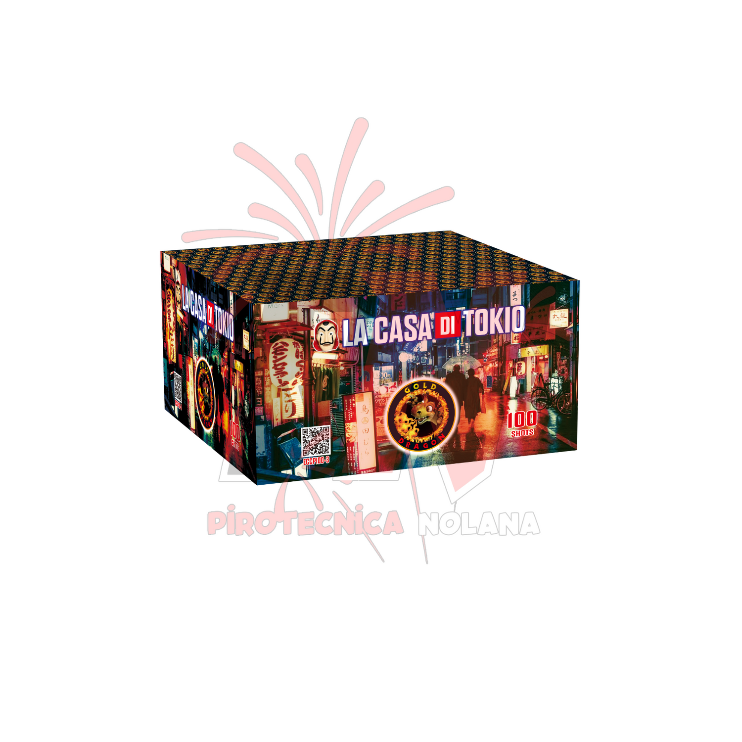 100 lanci dritto tubo 25mm sbruffo oro con crackling / spacco oro con punte verdi e rosse - la casa di tokyo