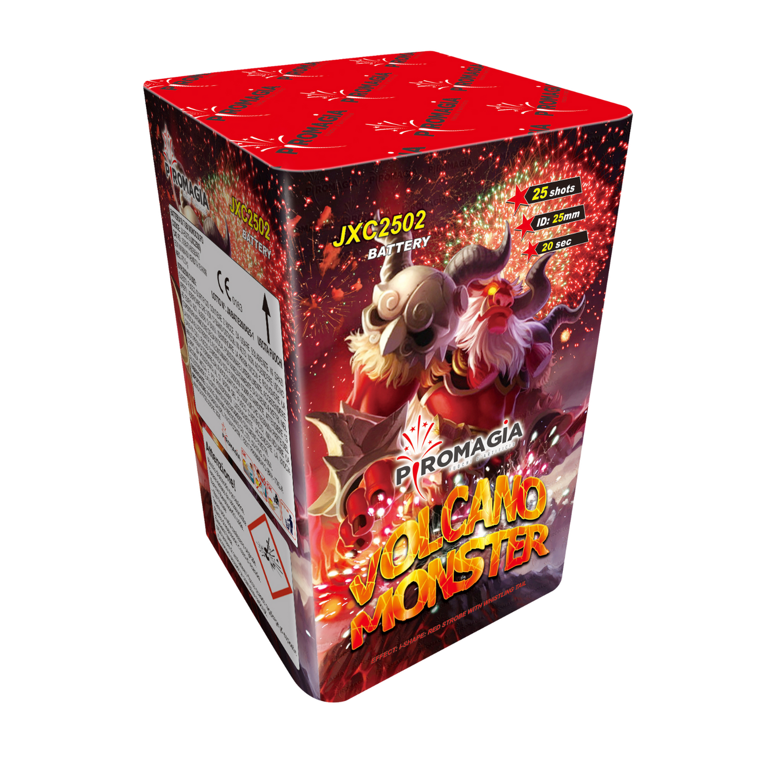 25 lanci dritto tubo 25mm effetto misto di colori - volcano monster