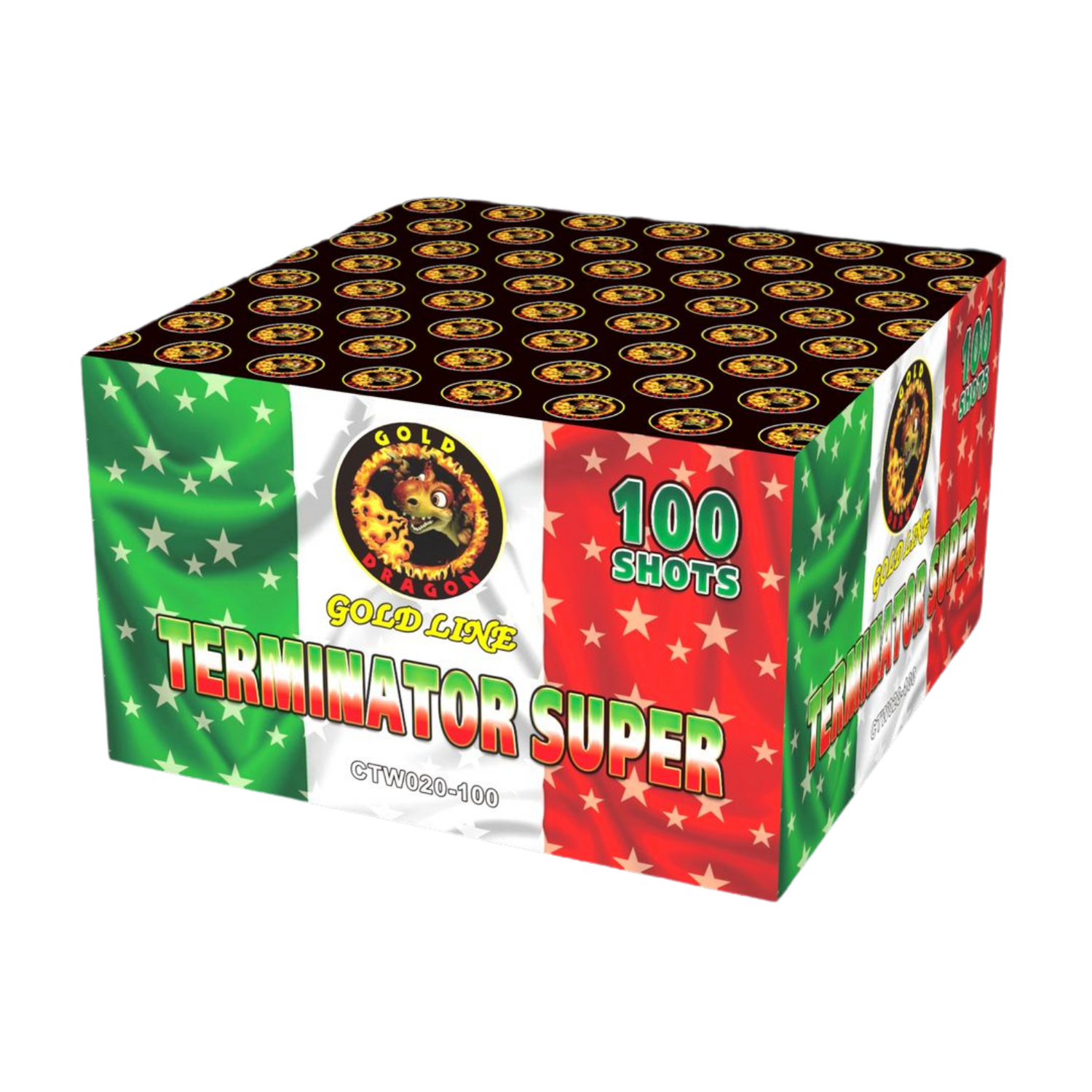100 lanci dritto tubo 20mm fischio e colpo a colori - terminator super