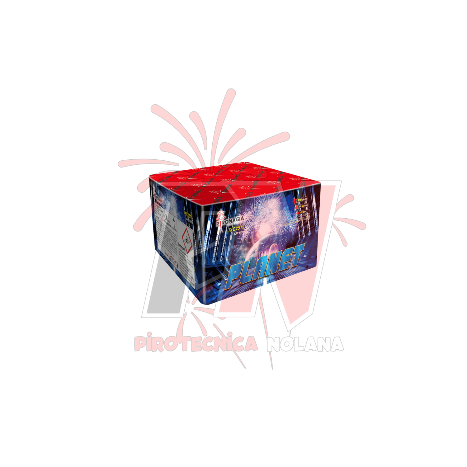 100 lanci dritto tubo 25mm effetto misto di colori  - Kit 2 batterie 100 lanci semi-professionali - modelli misti