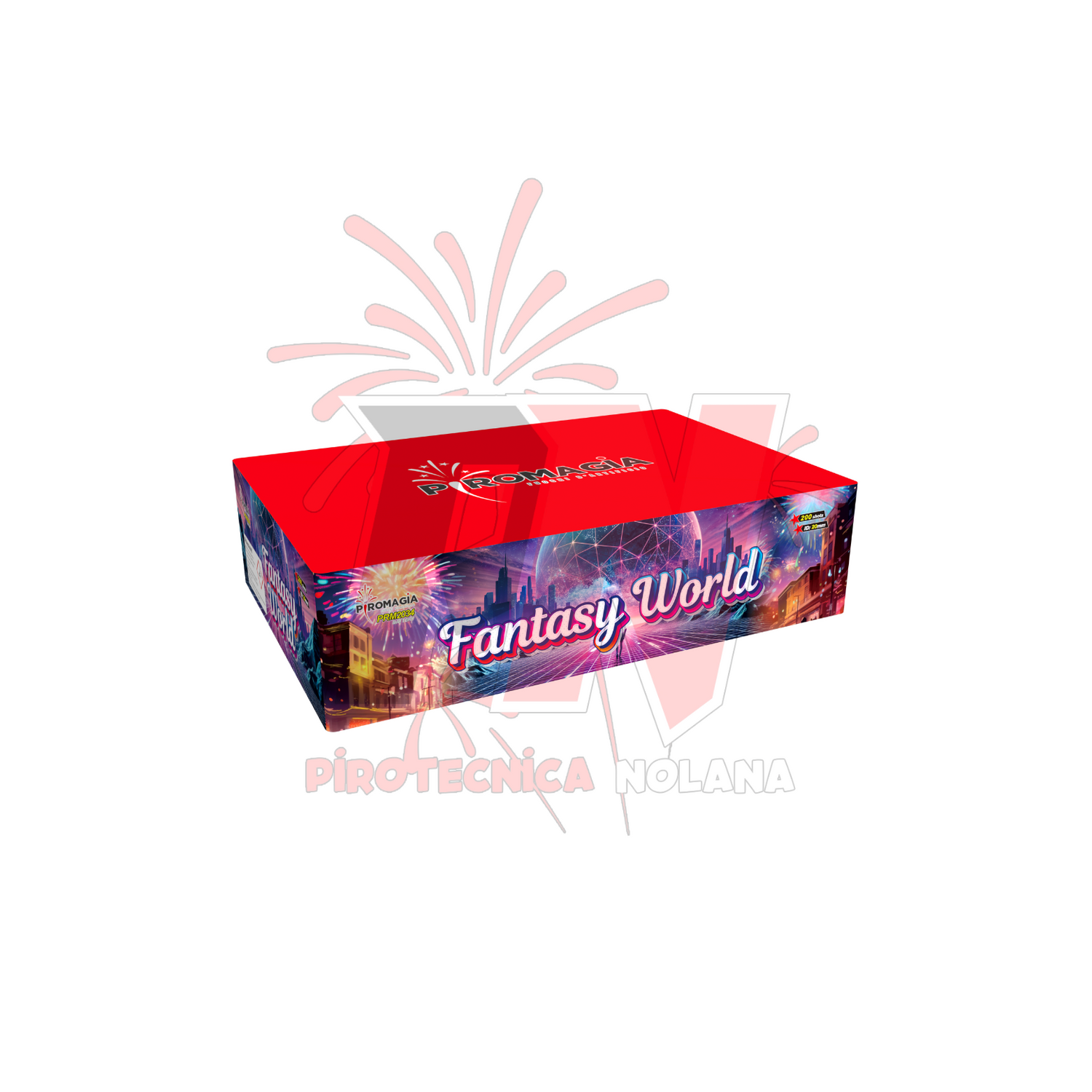 200 lanci dritto e ventaglio tubo 20mm effetto misto di colori  - Kit 2 batterie 200 lanci piromagia/boom - 8 modelli differenti disponibili
